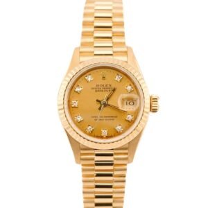 Rolex 69178 Lady-Datejust 26 mm Champagne Diamond Dial President Bracelet Box and Papers