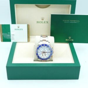 Rolex 116681 Yacht-Master II 44 mm Stainless Steel White Dial Blue Ceramic Bezel Box and Papers